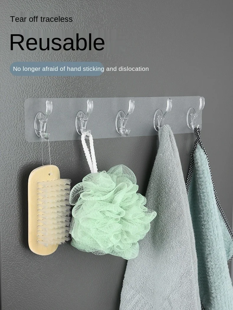 بايسا 5-Piece Transparent Adhesive Hanger Bathroom, Kitchen Organizer Hanger
