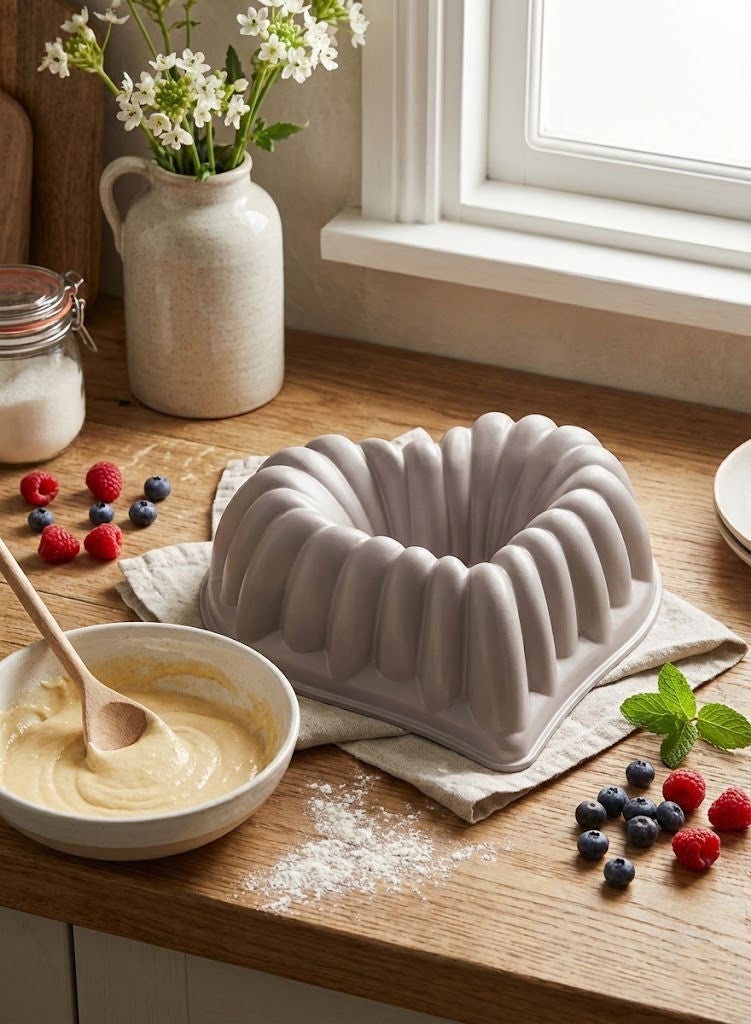 PROCILA Aluminium Granite Non-Stick Hearts Mould Pan Grey 28x27cm - Image 1