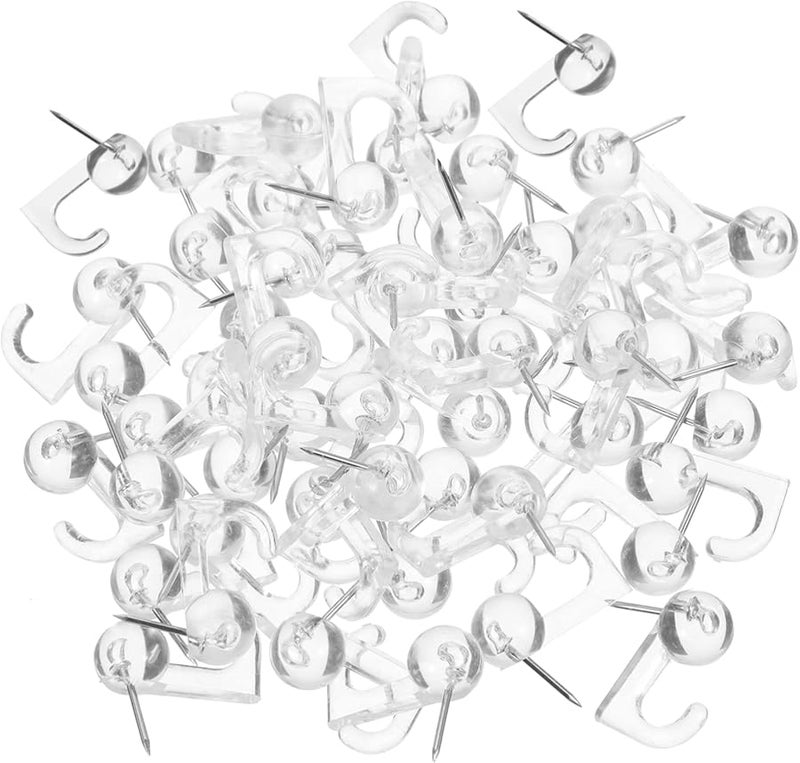 50 Pcs White Push Pin Hooks Alternative Picture Hanging Hooks for Wall Bulletin Chalkboard - Image 1