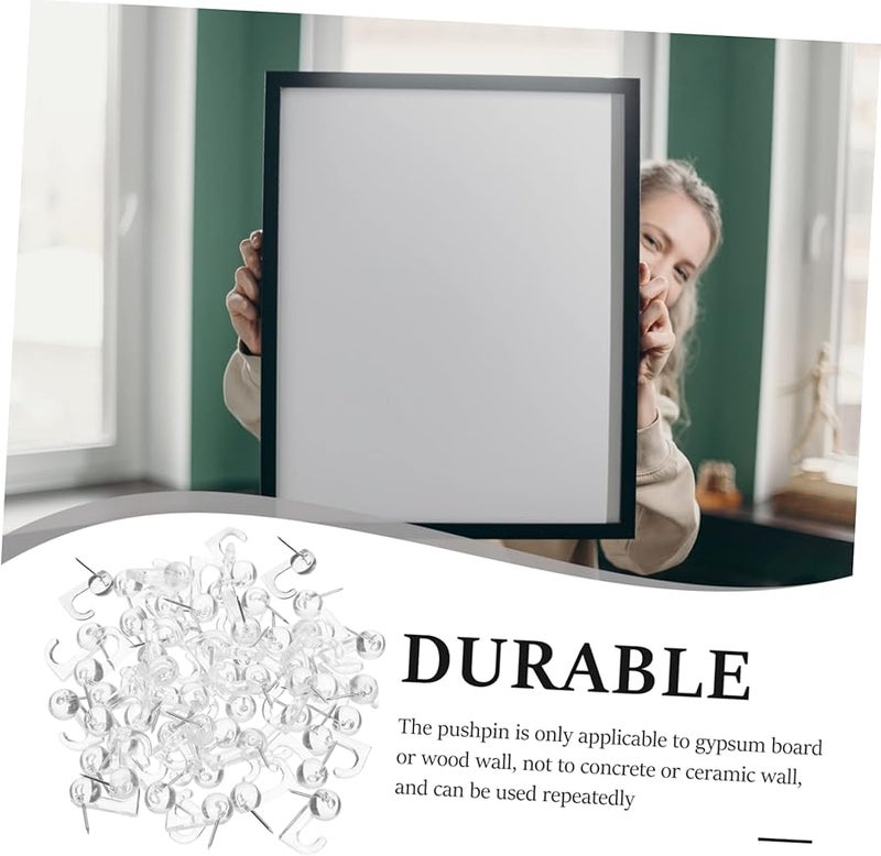50 Pcs White Push Pin Hooks Alternative Picture Hanging Hooks for Wall Bulletin Chalkboard - Image 5