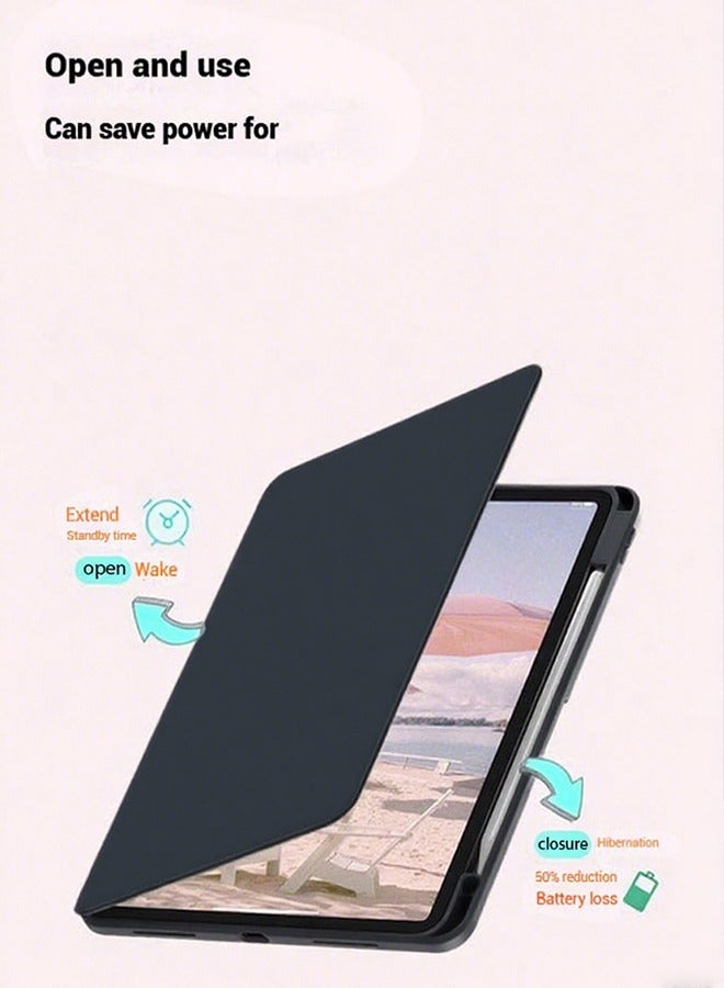 Case for Redmi Pad Se 11-Inch Tablet Cover With Pen Slot/Tablet 360° Rotating Protective Case/Auto Sleep/Wake Slim Stand/Transparent Tpu Protective Case/Free AED29 Anti-Glare Protective Film/Felt Tablet Pouch- Black - Image 2