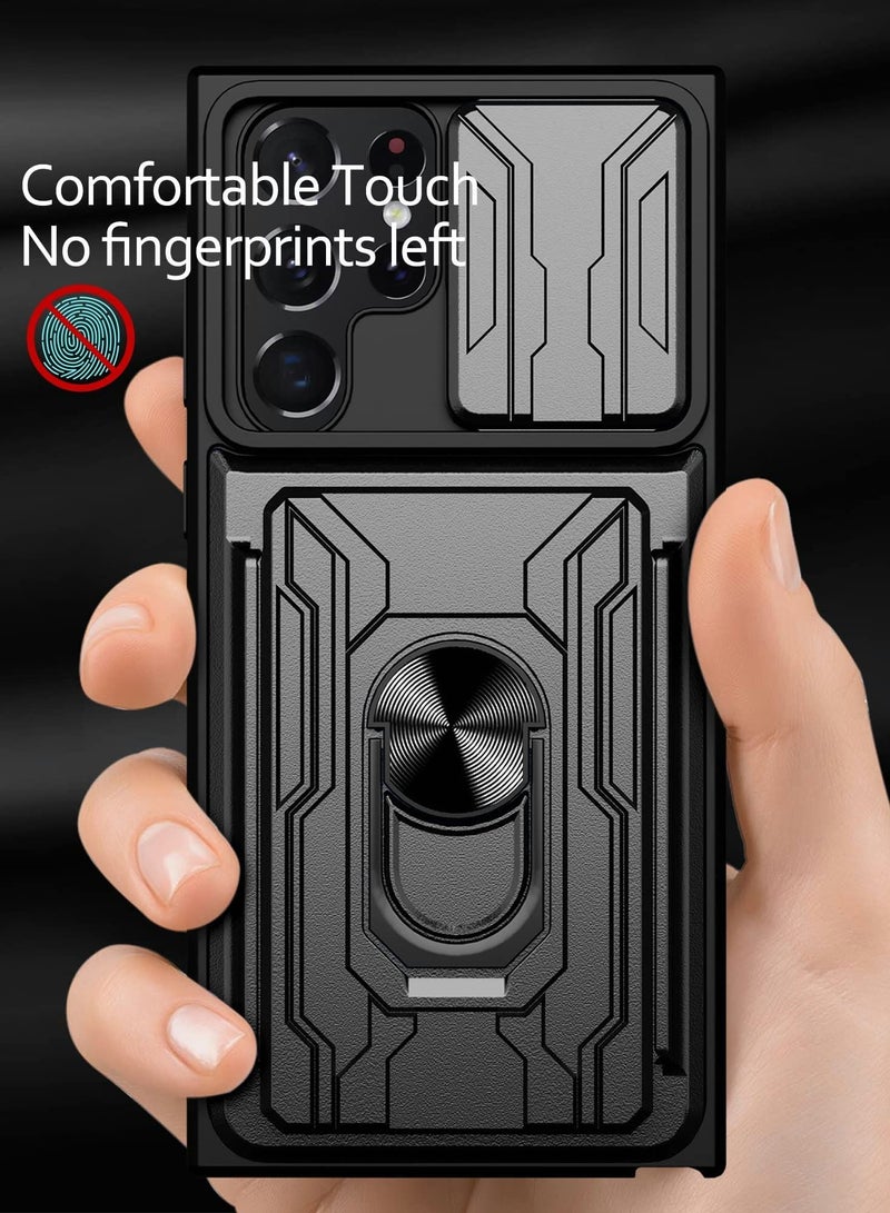 KASTWAVE Case for Samsung Galaxy S22 Ultra, Hard PC & Soft Bumper, 360° Ring Kickstand Car Magnetic Mount Phone(6.8 Inch, GRAY) - Image 5