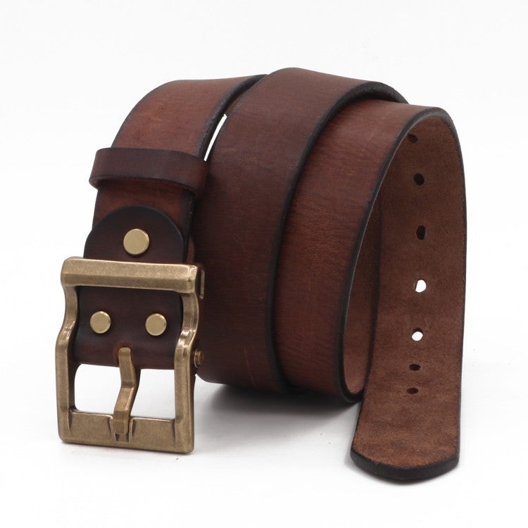 Handmade FC Buckle Brass Vintage Mens Belt Black  - Image 5