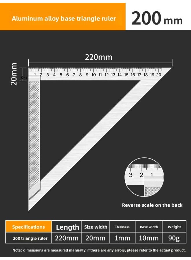 Special Aluminum Alloy 45 Degree Stainless Steel Right Angle 90 High Precision Tool Large Industrial Triangle For Woodworking Triangle Ruler 