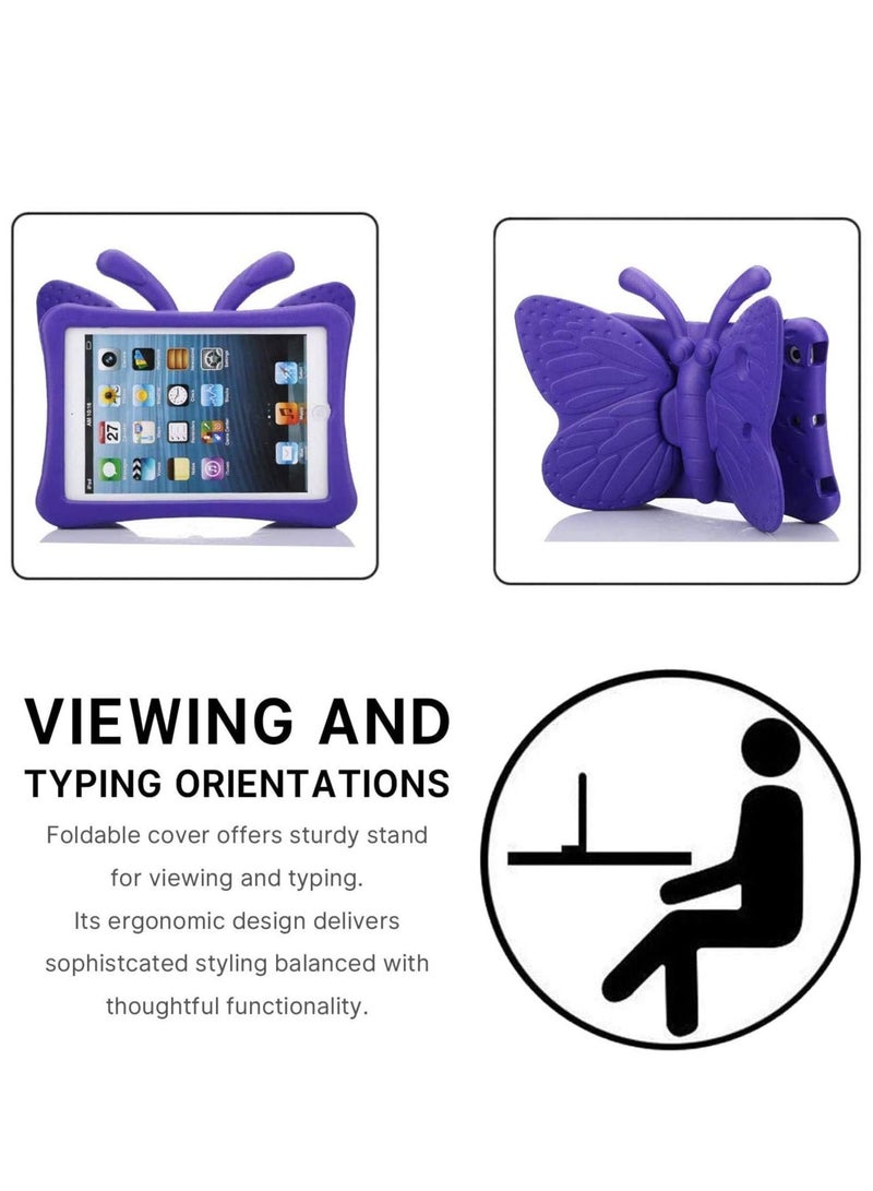 iPad 10.2 Case for Kids, iPad 8th 2020 Case, 3D Cute Cartoon Butterfly Cover Non-Toxic EVA Foam Wings Kickstand Kid-Proof Shockproof Bumper Girl Boy Gift for Apple iPad 7 8 Gen 10.2'' - Purple - Image 5