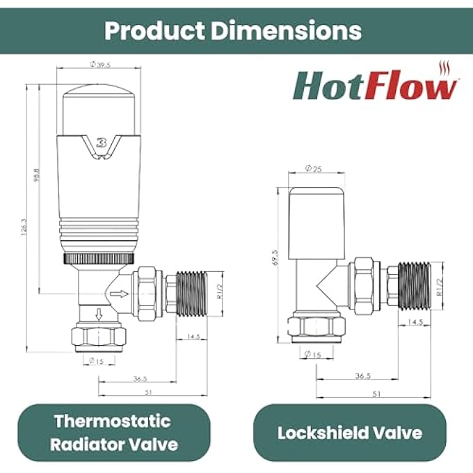 CHROME & WHITE ESTUARY ANGLED TRV THERMOSTATIC RADIATOR VALVE (PAIR) INCLUDES ANGLED TRV BODY, WHEEL HEAD, LOCK SHIELD. OR QUICK & EASY TEMPERATURE CONTROL. - Image 3