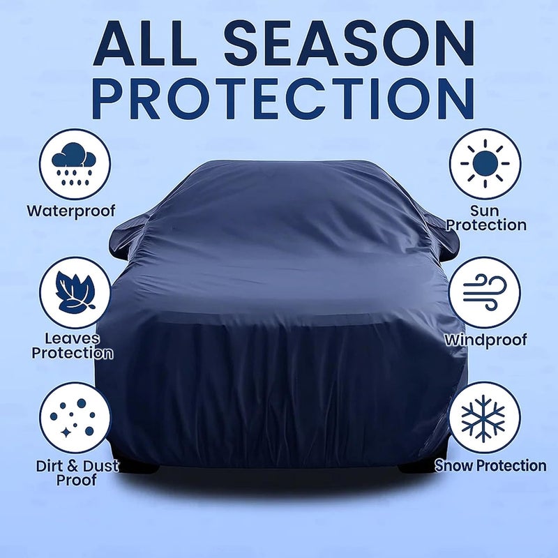 sulfar 100% Water Resistant Car Body Cover Compatible with Mirror for Nissan XTrail (Triple Stitched, Full Bottom Elastic, Navy Blue) - Image 3