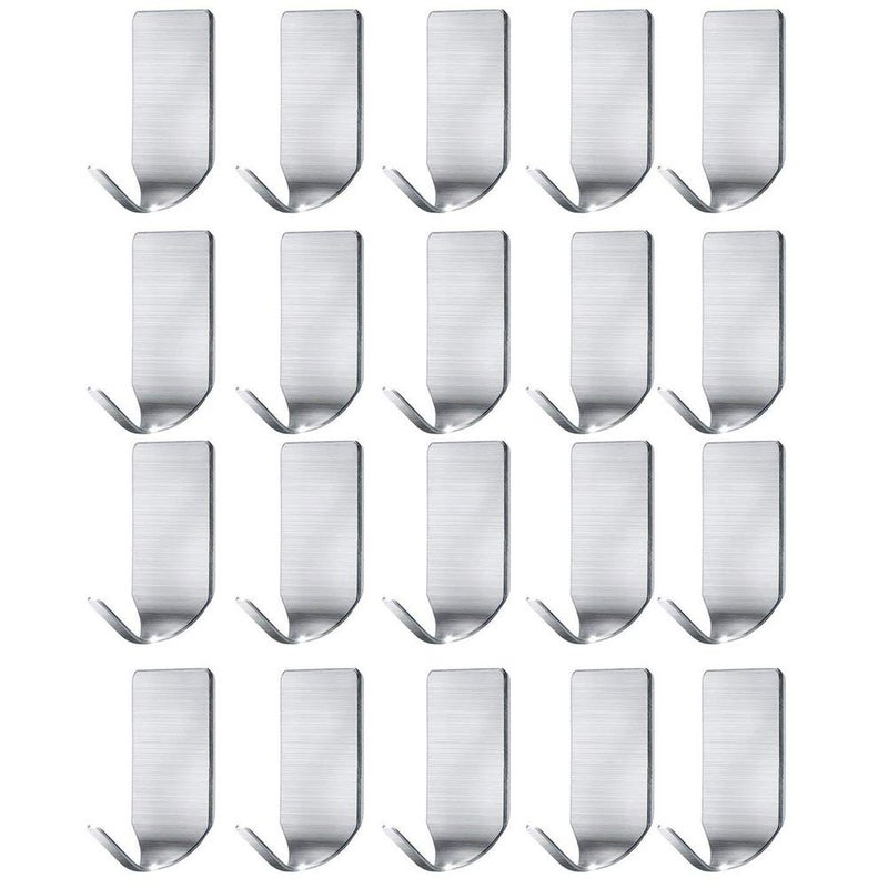 Fotosnow Small Adhesive Hooks Hat Hooks Organizer for Wall Stainless Steel Ultra Strong Wall Rack Hooks for Hanging Hats Caps Keys Kitchen Utensils Kitchen Bathroom Cabinet20 Packs 