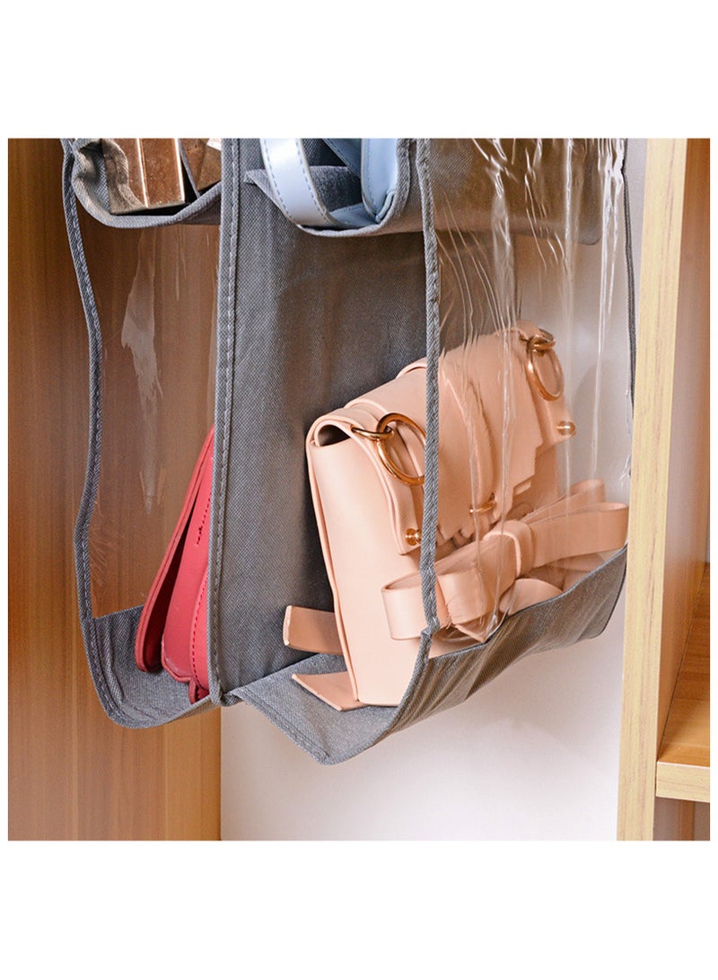 6 Pockets Hanging Handbag Organizer Dust Proof Storage Holder Bag for Wardrobe Closet, Set of 2 - Image 3