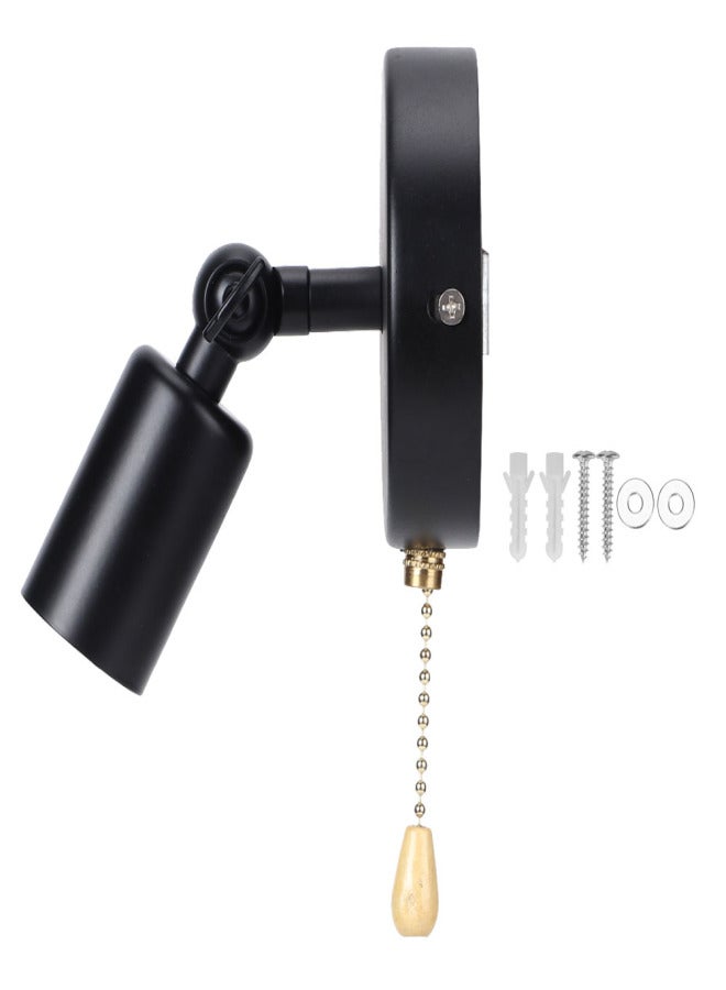 E26/E27 Vintage Wall Lamp Light with Adjustable Head for Bedside Study Room 85-245Vnot contain light bulb black - Image 1