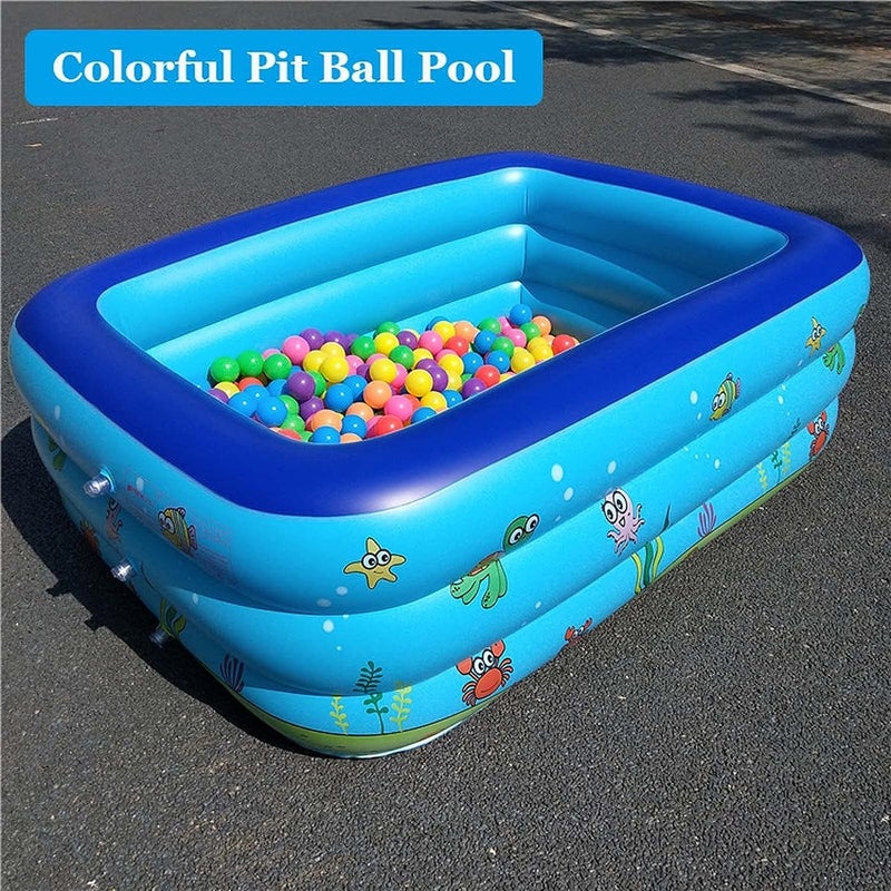 Reko 210 x 150 x 60 cm Inflatable Pool Large Family Pool, Paddling Pool for Children, Inflatable Swimming Pools, Rectangular Family Pool, for Indoor, Backyard, Garden, Outdoor, Water Parties - Image 3