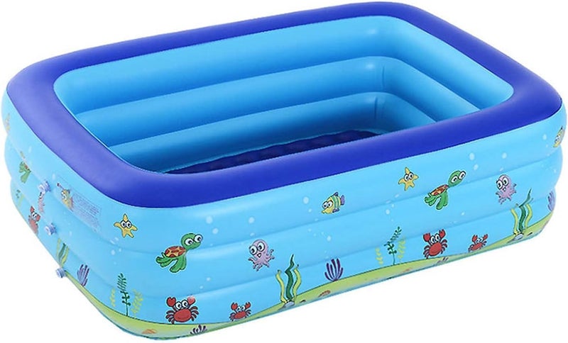 Reko 210 x 150 x 60 cm Inflatable Pool Large Family Pool, Paddling Pool for Children, Inflatable Swimming Pools, Rectangular Family Pool, for Indoor, Backyard, Garden, Outdoor, Water Parties - Image 1