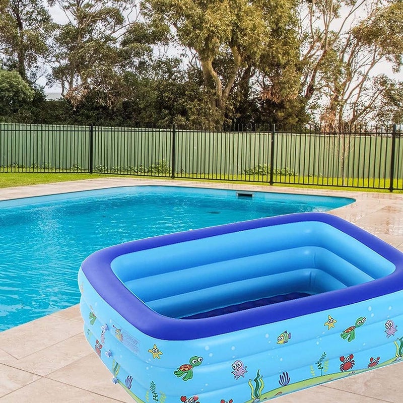 Reko 210 x 150 x 60 cm Inflatable Pool Large Family Pool, Paddling Pool for Children, Inflatable Swimming Pools, Rectangular Family Pool, for Indoor, Backyard, Garden, Outdoor, Water Parties - Image 2