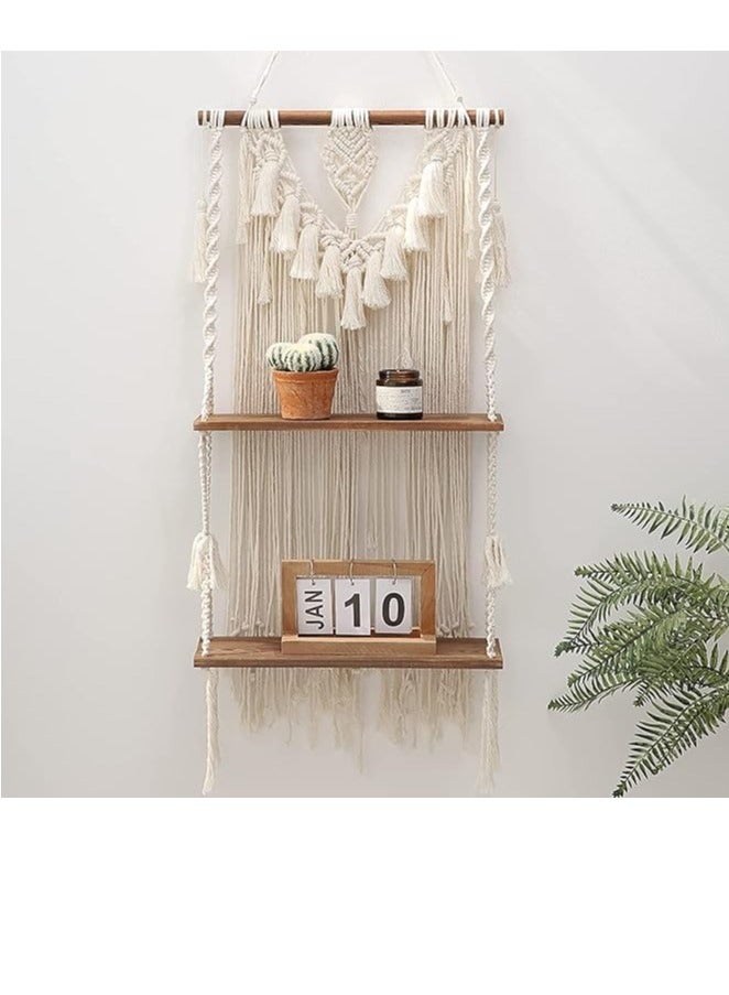 انتيكيانو "رف مكرمي حائطي خشبي" - Image 1