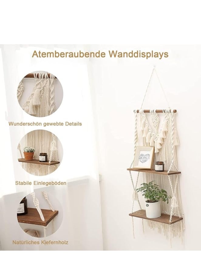 انتيكيانو "رف مكرمي حائطي خشبي" - Image 3