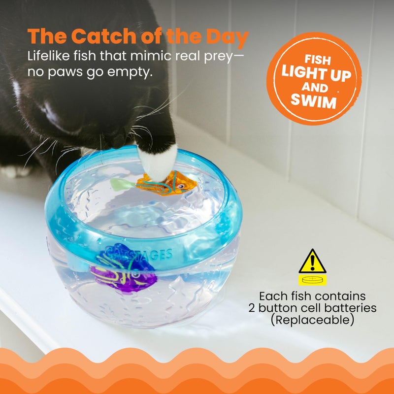 Catstages Meow-smerizing Fish Electronic Cat Toys, 2Pk, Replacement Pack for Meow-smerizing Fish Bowl, Multicolored - Image 3