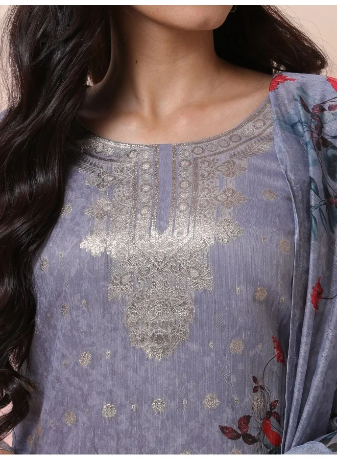 أيه كيه إس Floral Printed Straight Kurta & Trousers With Dupatta