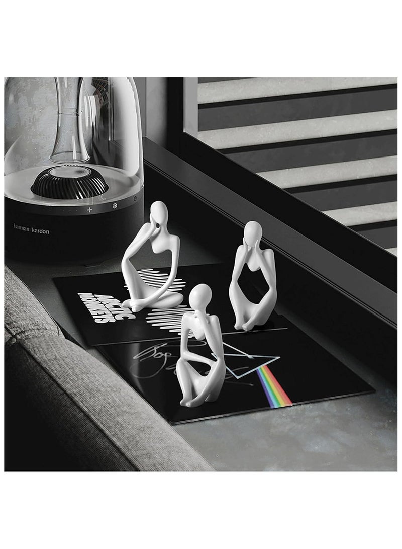 3-Piece White Statue Decor, Thinker Abstract Art Resin Sculpture for Home, Living Room, Office Decoration - Image 3