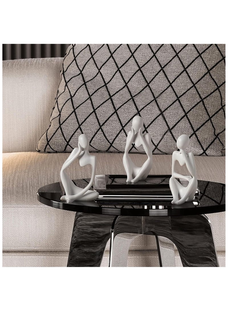 3-Piece White Statue Decor, Thinker Abstract Art Resin Sculpture for Home, Living Room, Office Decoration - Image 4