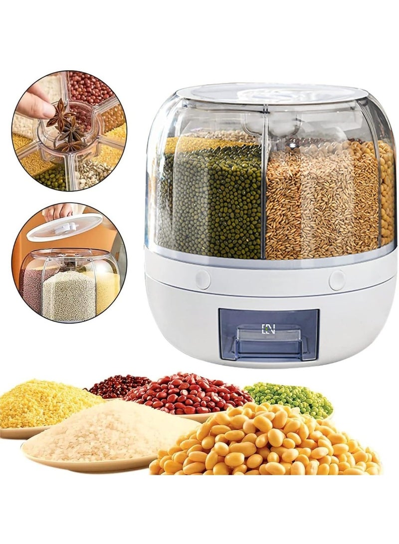 Multi-Compartment 15Lbs Food Storage Dispenser – 360° Rotatable Grain & Cereal Dispenser with Easy One-Click Access - Image 3