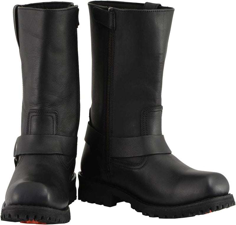 Milwaukee Leather أحذية دراجة نارية جلدية سوداء كلاسيكية عريضة للرجال بمقاس 11 إنش مع مقدمة مربعة MBM131W - Image 4