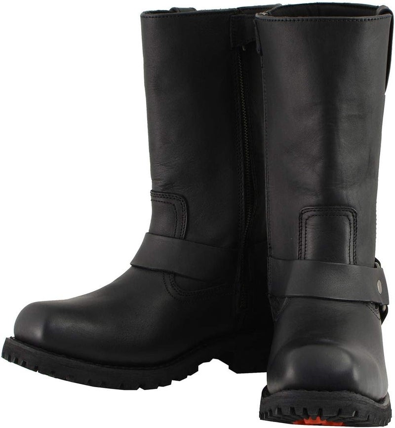 Milwaukee Leather أحذية دراجة نارية جلدية سوداء كلاسيكية عريضة للرجال بمقاس 11 إنش مع مقدمة مربعة MBM131W - Image 5