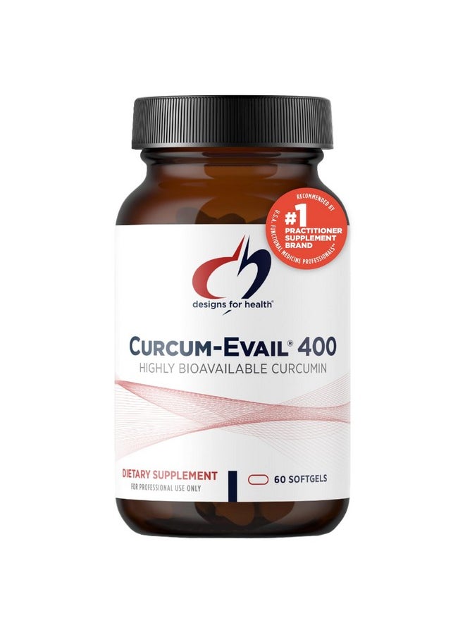 designs for health - Designs for Health Curcum-Evail 400 - Bioavailable Turmeric Curcumin Supplements - Evail Emulsification Technology - Curcumin C3 Complex with Turmeric Oil + Vitamin E, Non-GMO (60 Softgels) - Image 1