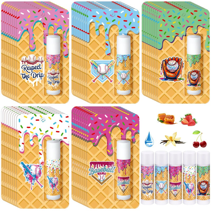 Loopeer Ice Cream Drip Baseball Gifts Party Favors Bulk Baseball Ice Cream Drip Lip Balms Sports Team Gifts Birthday Party Favors Decorations Inspirational Accessories for Teen Adults(Original,15 Pcs) - Image 1