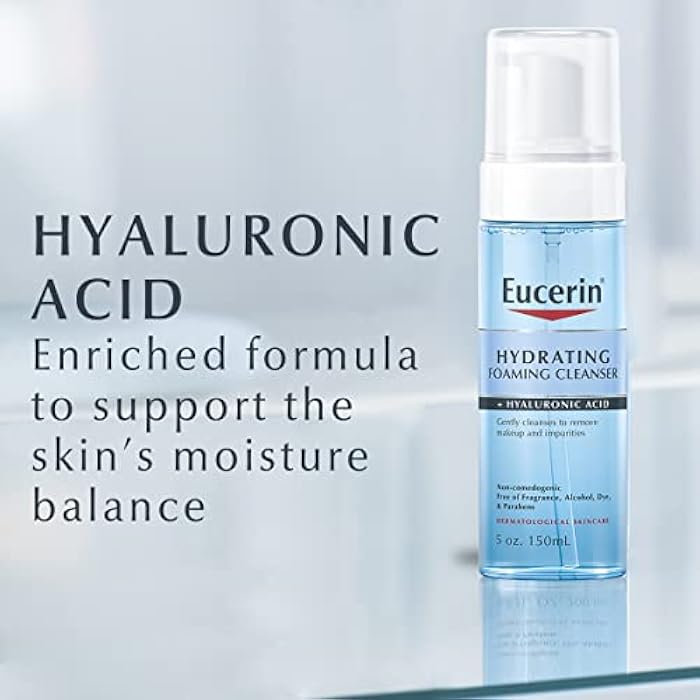 Eucerin Hydrating Foaming Daily Facial Cleanser with Hyaluronic Acid, 5 Fl Oz - Image 4