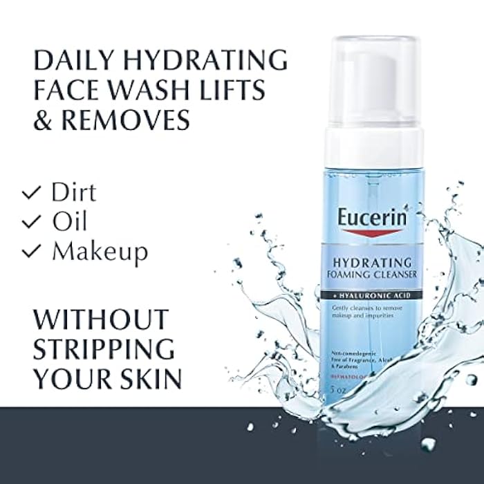 Eucerin Hydrating Foaming Daily Facial Cleanser with Hyaluronic Acid, 5 Fl Oz - Image 2