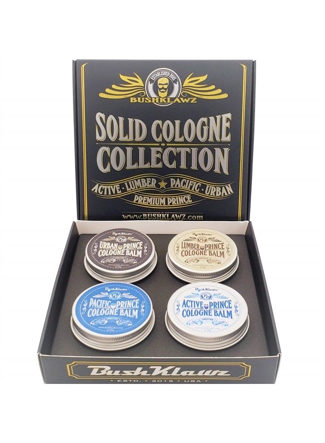 BushKlawz Premium Prince Solid Cologne 1 oz Variety Gift Set Alcohol Free Natural Concentrated Full Size Travel Friendly Tins Men's Fragrance 4 Manly Scents to Satisfy all Types of Viking Cannon Black Prime - Image 2