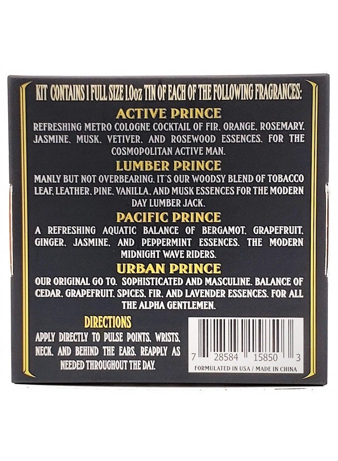 BushKlawz Premium Prince Solid Cologne 1 oz Variety Gift Set Alcohol Free Natural Concentrated Full Size Travel Friendly Tins Men's Fragrance 4 Manly Scents to Satisfy all Types of Viking Cannon Black Prime - Image 4