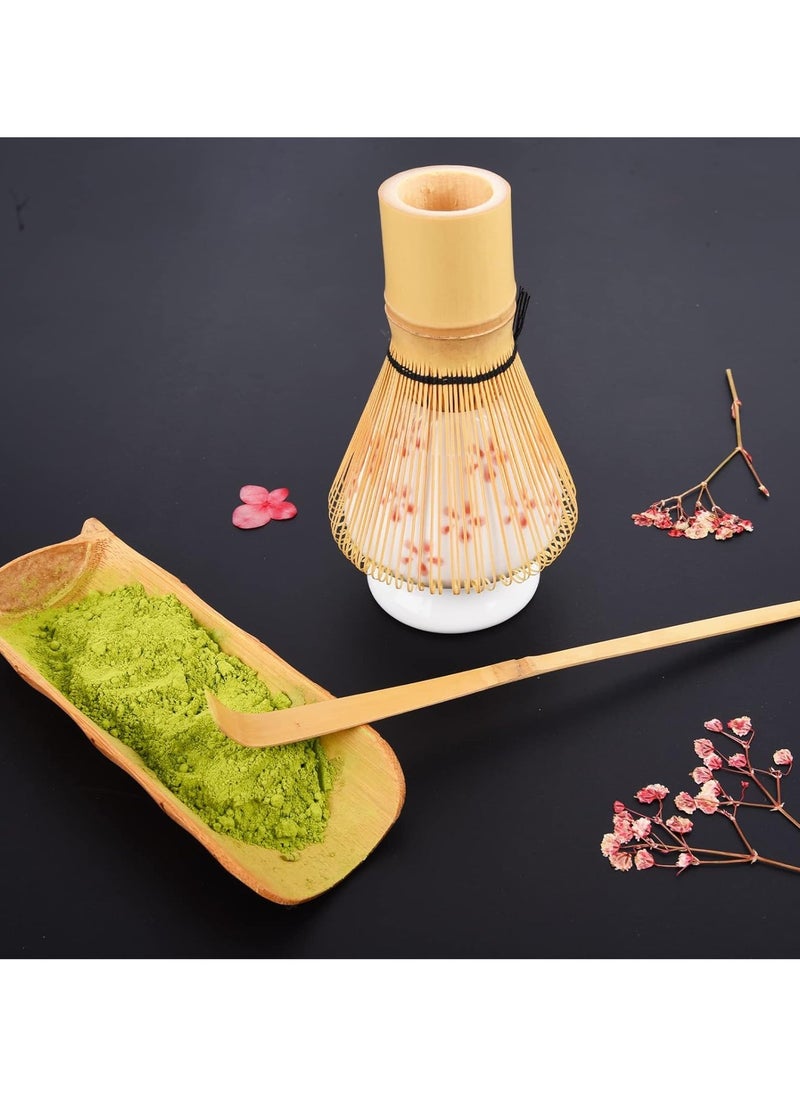 Oasis Casa - 4Pcs Matcha Tea Whisk Set, Japanese Matcha Tea Kit, Traditonal Matcha Ceremony Teaware Including Ceramic Bowl, Bamboo Tea Scoop, Bamboo Whisk, Ceramic Whisk Holder (Cherry Blossom) - Image 1