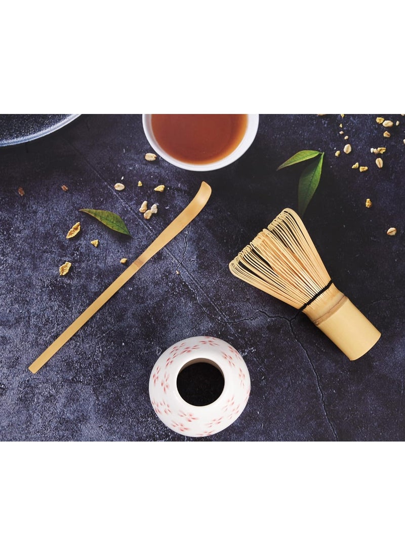 Oasis Casa - 4Pcs Matcha Tea Whisk Set, Japanese Matcha Tea Kit, Traditonal Matcha Ceremony Teaware Including Ceramic Bowl, Bamboo Tea Scoop, Bamboo Whisk, Ceramic Whisk Holder (Cherry Blossom) - Image 1