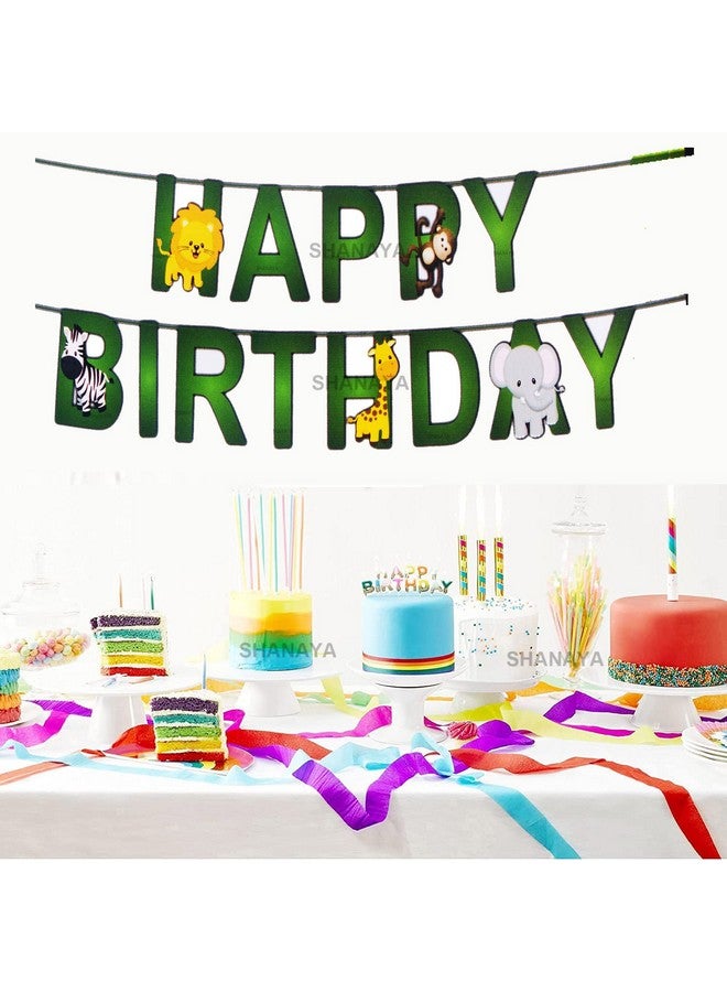 SHANAYA Happy Birthday Banner Bunting Flag Letter Banners For Birthday Boys Girls Party Supplies (JUNGLE WILD ANIMALS) - Image 3