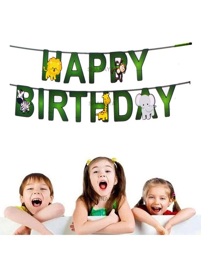SHANAYA Happy Birthday Banner Bunting Flag Letter Banners For Birthday Boys Girls Party Supplies (JUNGLE WILD ANIMALS) - Image 2