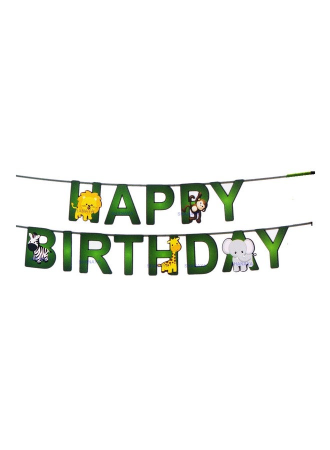 SHANAYA Happy Birthday Banner Bunting Flag Letter Banners For Birthday Boys Girls Party Supplies (JUNGLE WILD ANIMALS) - Image 1