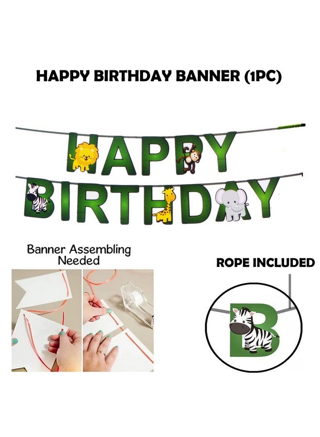 SHANAYA Happy Birthday Banner Bunting Flag Letter Banners For Birthday Boys Girls Party Supplies (JUNGLE WILD ANIMALS) - Image 4