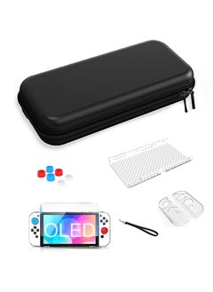 Fazza Portable Switch Carrying Case, Travel Carrying Case, Protective Case for Switch OLED Model with Tempered Glass Screen, Crystal Shell, Dust Cover and Thumb Cover Grip  - Image 1