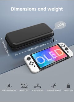 Fazza Portable Switch Carrying Case, Travel Carrying Case, Protective Case for Switch OLED Model with Tempered Glass Screen, Crystal Shell, Dust Cover and Thumb Cover Grip  - Image 2