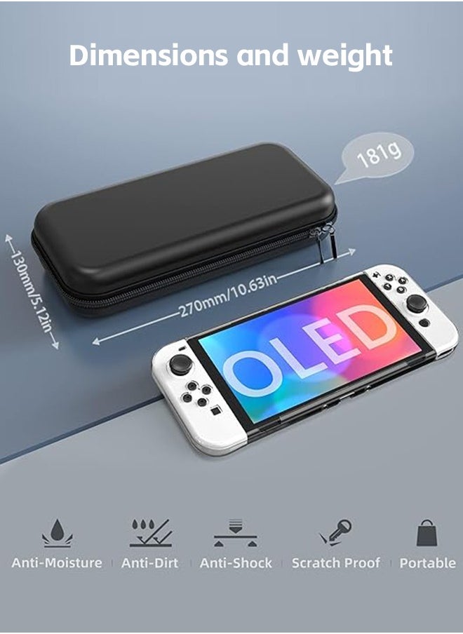 Fazza Portable Switch Carrying Case, Travel Carrying Case, Protective Case for Switch OLED Model with Tempered Glass Screen, Crystal Shell, Dust Cover and Thumb Cover Grip  - Image 2