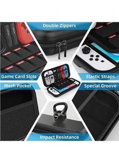 Fazza Portable Switch Carrying Case, Travel Carrying Case, Protective Case for Switch OLED Model with Tempered Glass Screen, Crystal Shell, Dust Cover and Thumb Cover Grip  - Image 4
