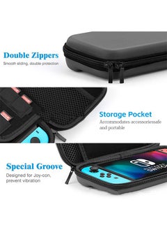 Fazza Portable Switch Carrying Case, Travel Carrying Case, Protective Case for Switch OLED Model with Tempered Glass Screen, Crystal Shell, Dust Cover and Thumb Cover Grip  - Image 5