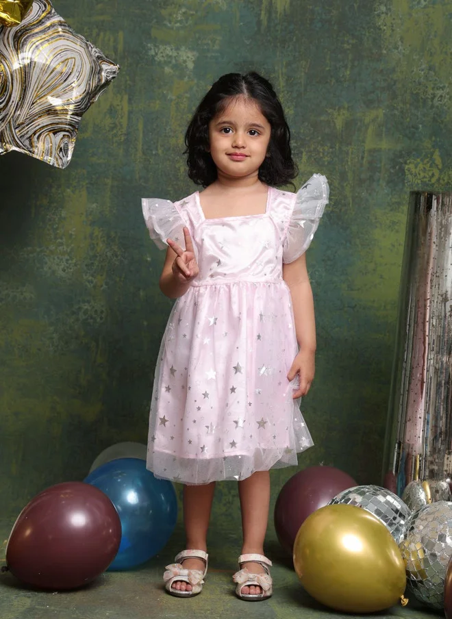 Saka Designs Star Print A-Line Dress for Girls