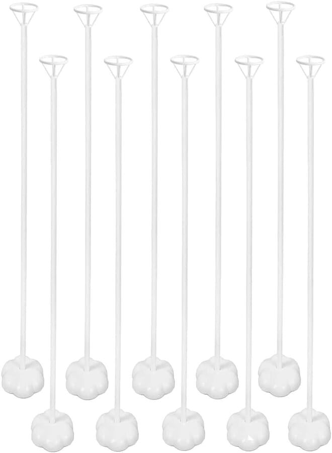 Secret Balloon Stick Stand - 10 Sets (15.7 inch White)
