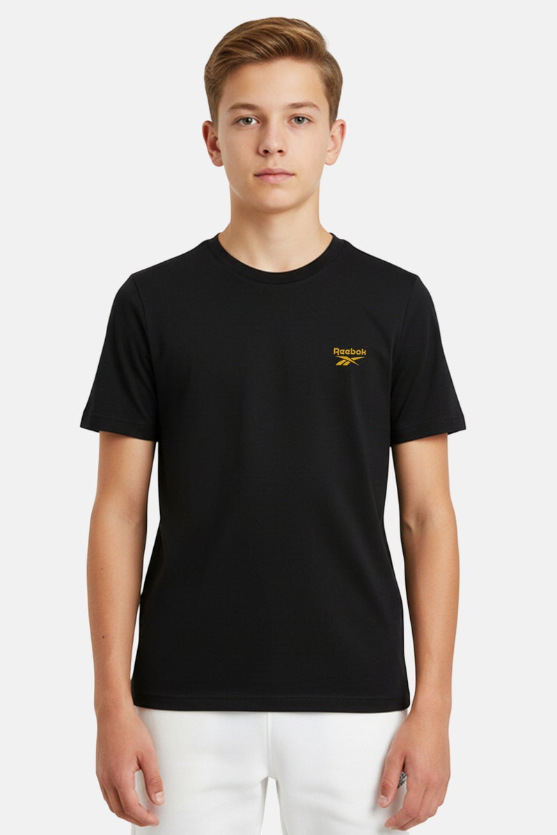 Reebok Kids Boy Sportswear Fit Short Sleeve Outdoor T-Shirt, Black - Image 1