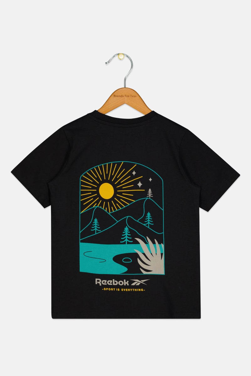 Reebok Kids Boy Sportswear Fit Short Sleeve Outdoor T-Shirt, Black - Image 3