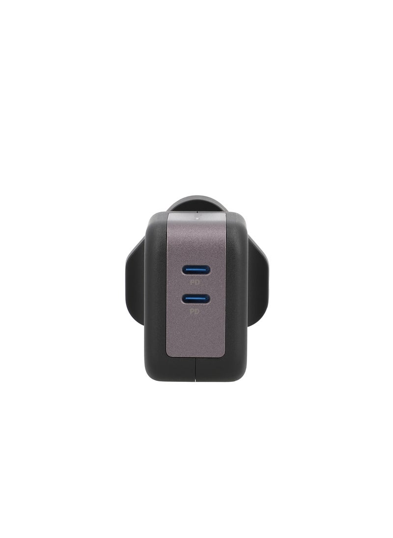 Mezone PD 45W Dual USB Type C Wall Charger, Fast Charging Wall Adapter UK Plug with GaN Technology, USB C Charger for iPhone 15/ Plus/ Pro/ Pro Max, iPad Pro 12.9/ 11, MacBook, Galaxy S24, Pixel And More - Black  - Image 1