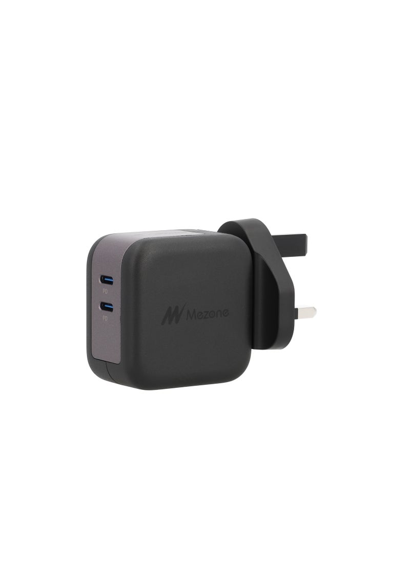Mezone PD 45W Dual USB Type C Wall Charger, Fast Charging Wall Adapter UK Plug with GaN Technology, USB C Charger for iPhone 15/ Plus/ Pro/ Pro Max, iPad Pro 12.9/ 11, MacBook, Galaxy S24, Pixel And More - Black  - Image 2