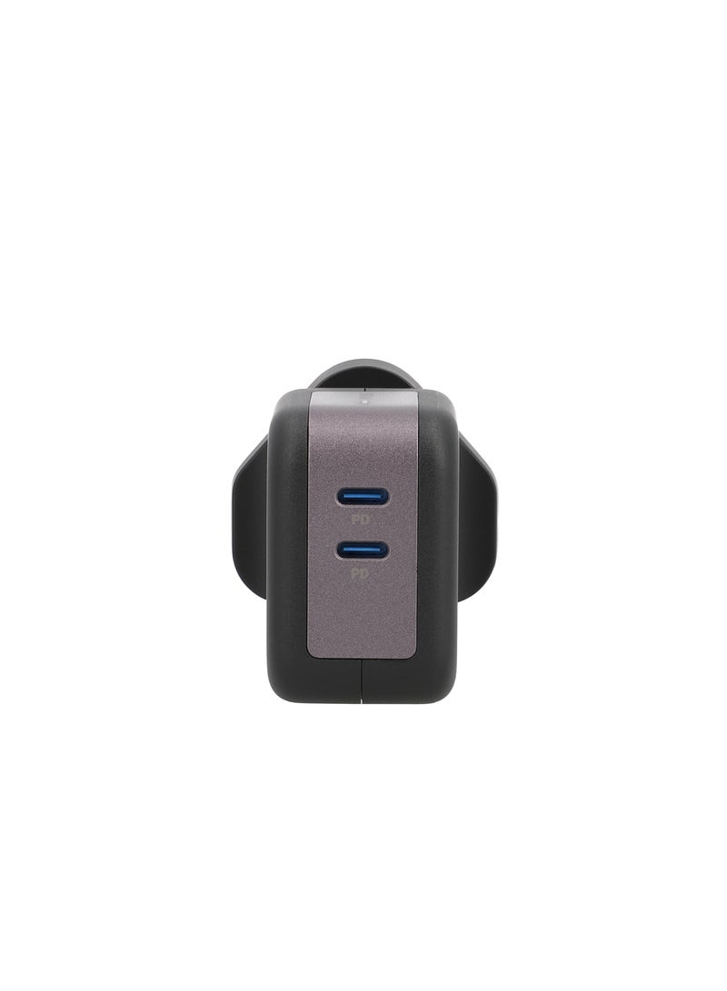 Mezone PD 45W Dual USB Type C Wall Charger, Fast Charging Wall Adapter UK Plug with GaN Technology, USB C Charger for iPhone 15/ Plus/ Pro/ Pro Max, iPad Pro 12.9/ 11, MacBook, Galaxy S24, Pixel And More - Black - Image 2